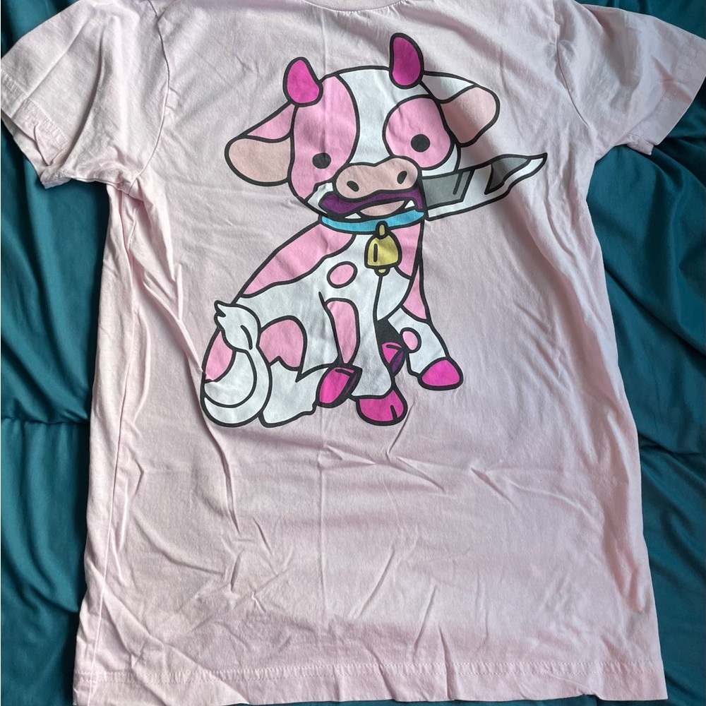 Pink Graphic T-Shirt with Cow